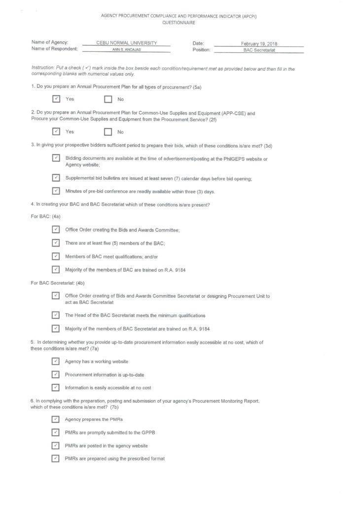 APCPI Questionnaire 001 | Cebu Normal University