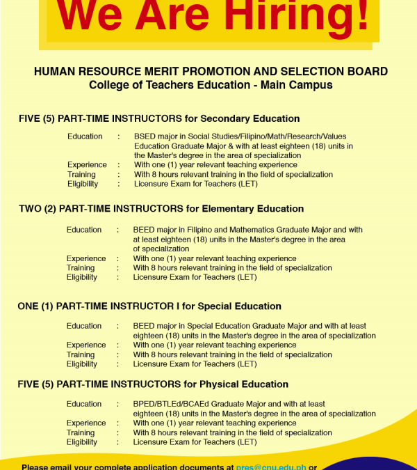 CNU Human Resource Management Office now Hiring!