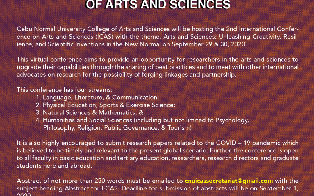 CALL FOR PAPER 2nd International Conference of Arts and Sciences