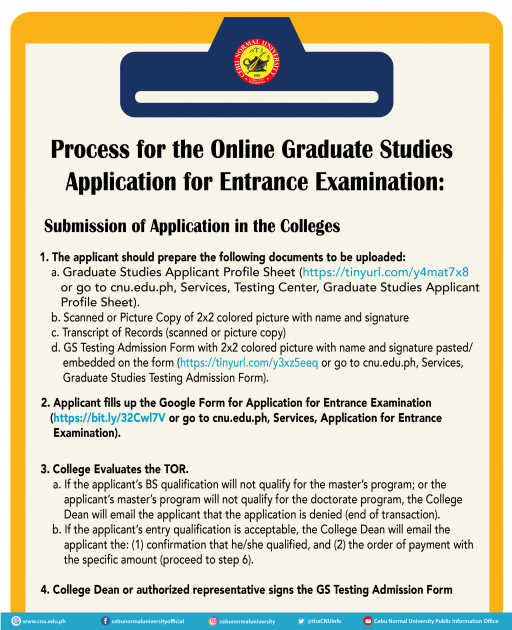 Online Application For Graduate Studies | Cebu Normal University