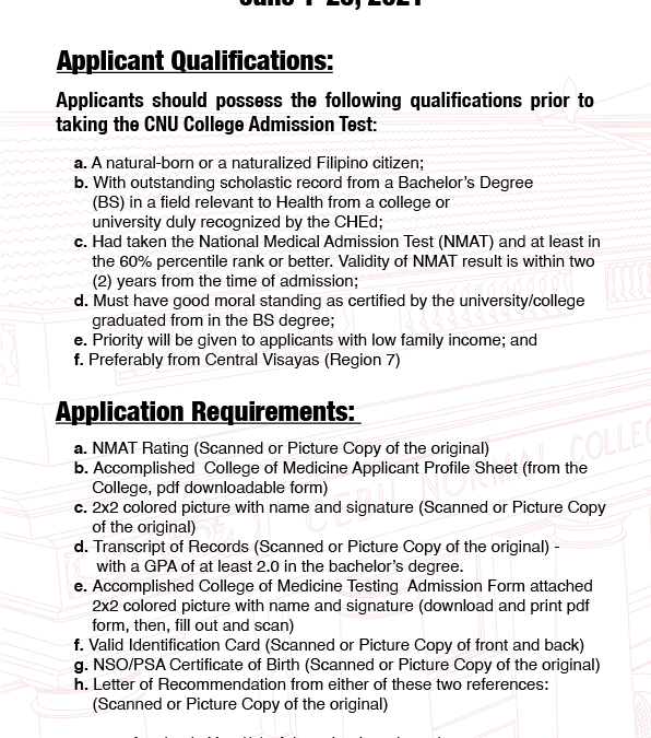 Doctor of Medicine Admission Requirements