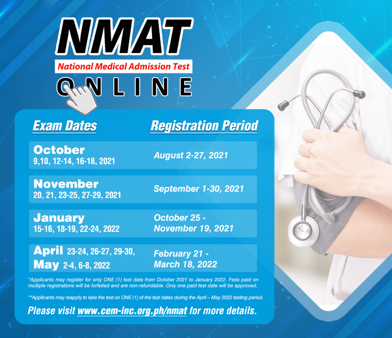 Registration Schedule and Testing Period for NMAT – Cebu Normal University