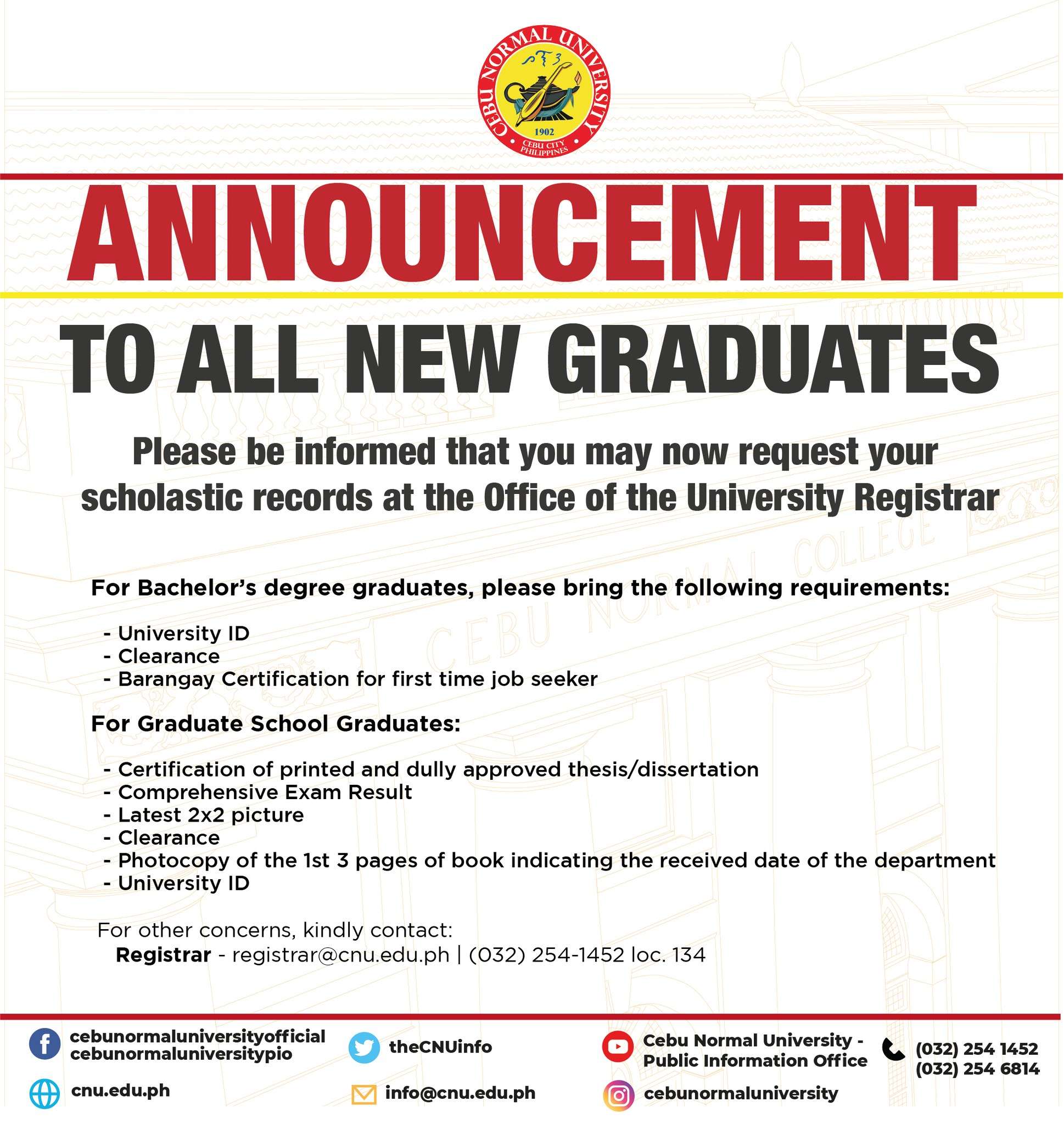 registrar Cebu Normal University